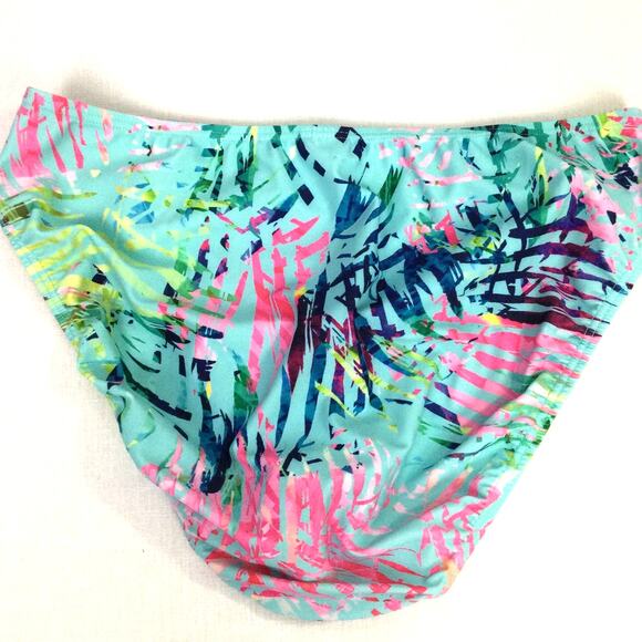 Venus Women's Sky Blue Leaf Pattern High Cut Bikini Bottom Size 12 - Picture 2 of 9